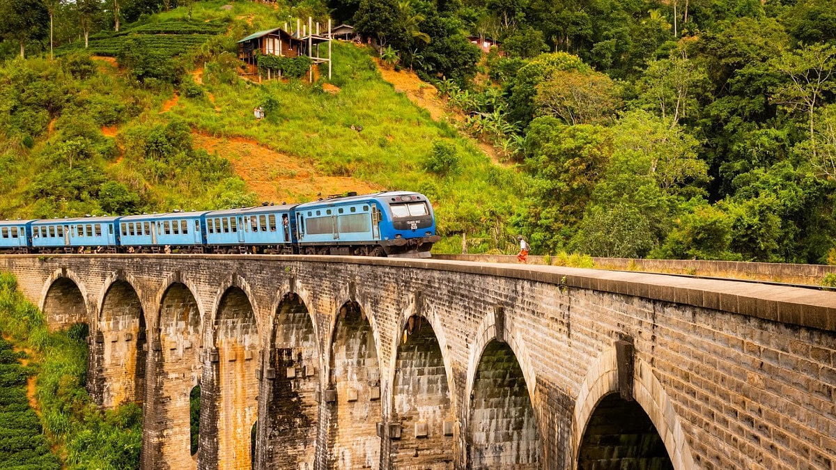 Blue Train crossing Nine Arch Bridge - Ella, Sri Lanka - Just Keating ...